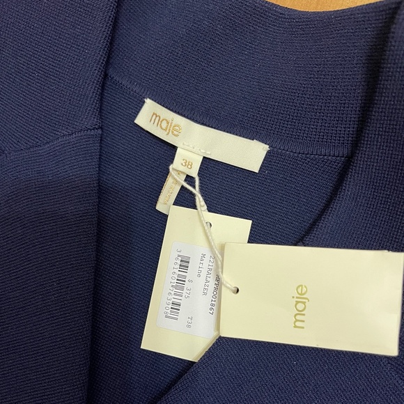 Maje Ralazer Navy Blue Stretch Knit Blazer Dress New With Tags size 38 EU - Picture 10 of 14